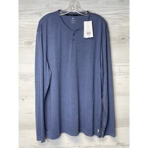 Zelos Shirt Mens XL‎ Calm Blue Henley Long Sleeve Moisture Wicking Athletic Top